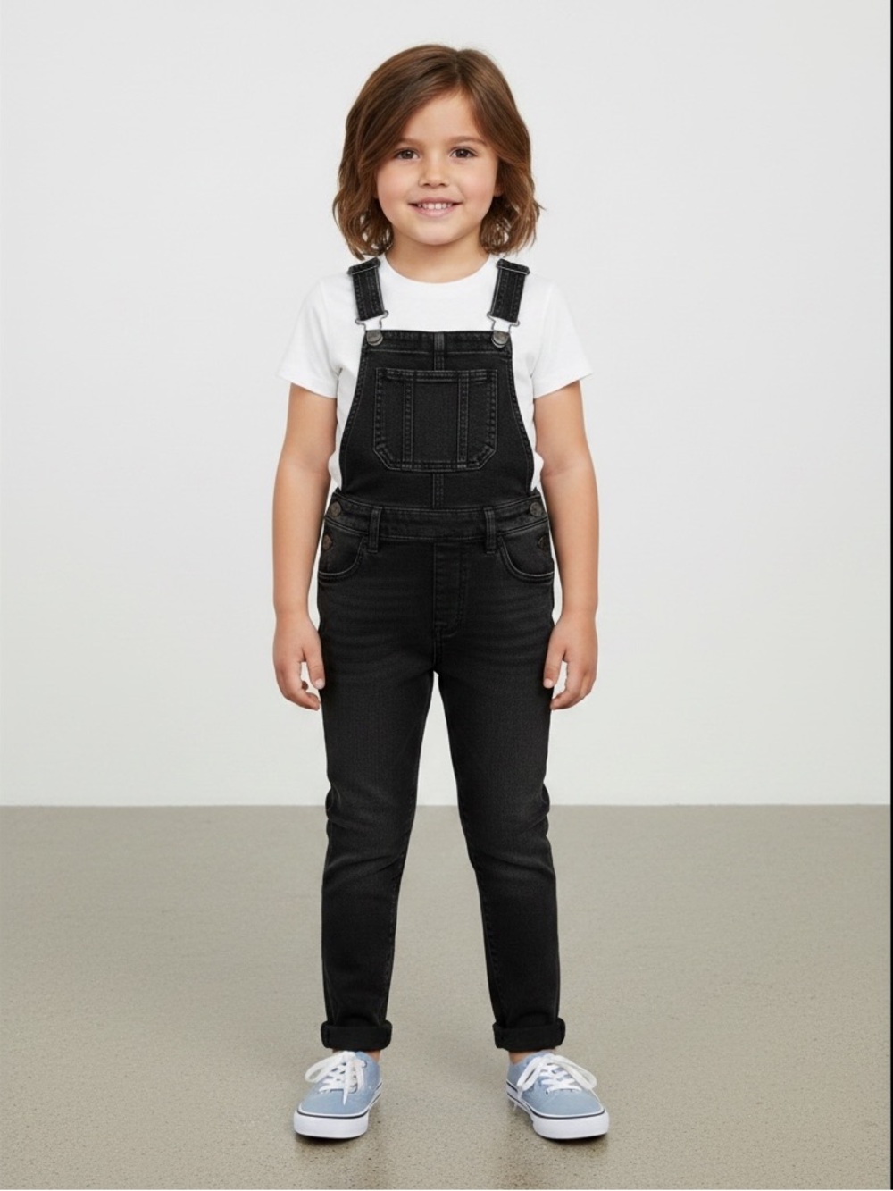 GAP Kids Black Denim Overalls Size Medium Regular Bib Jeans